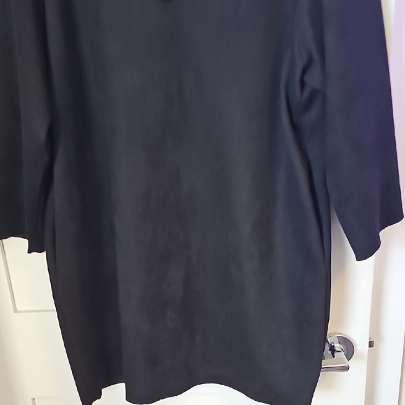 Zara Black Suede Midi Dress Size L - Picture 5 of 9